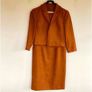 Adriana Papell  Women 8 Tweed 2 Piece Lined Dress & Fringed 3/4 Sleeve Jacket